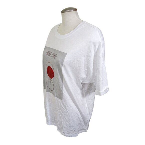 Reserved Eco Aware NEW With Tags Wine Time White T Shirt XL Cotton Graphic Tee - Picture 4 of 8